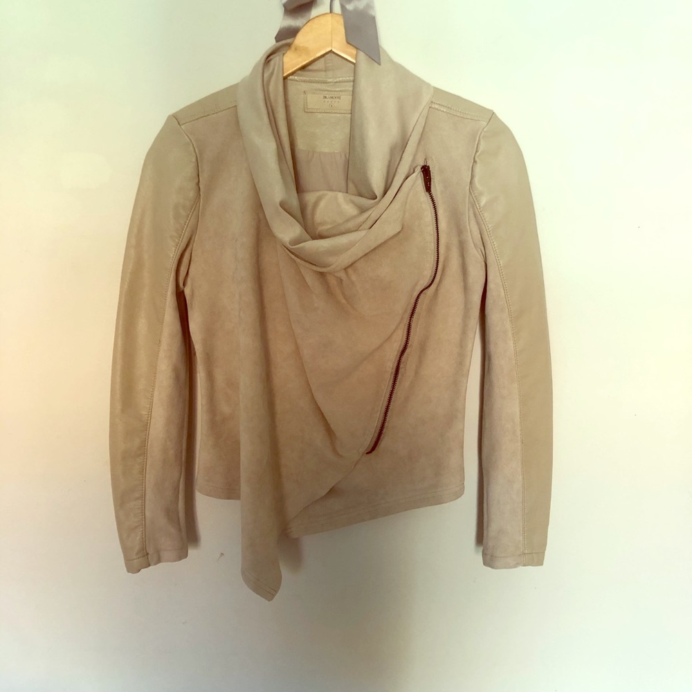 Tan/blush faux leather/suede jacket